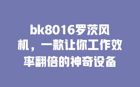 bk8016罗茨风机,一款让你工作效率翻倍的神奇设备 一