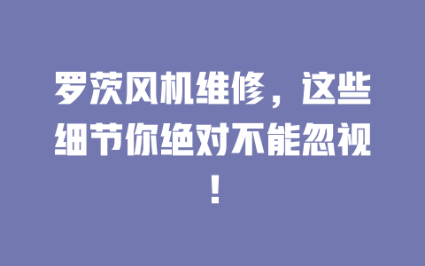 罗茨风机维修,这些细节你绝对不能忽视! 一