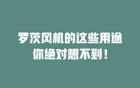 罗茨风机的这些用途你绝对想不到! 一